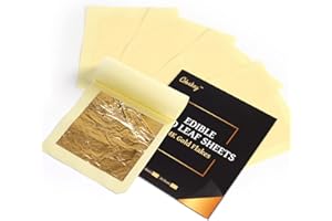 Cobakey Edible Gold Leaf Sheets 3.15" X 3.15" Genuine 24K Gold Leaf Sheets 5 Pcs for Food, Drink & Cake Decoration, SPA, Skin Care, Craft