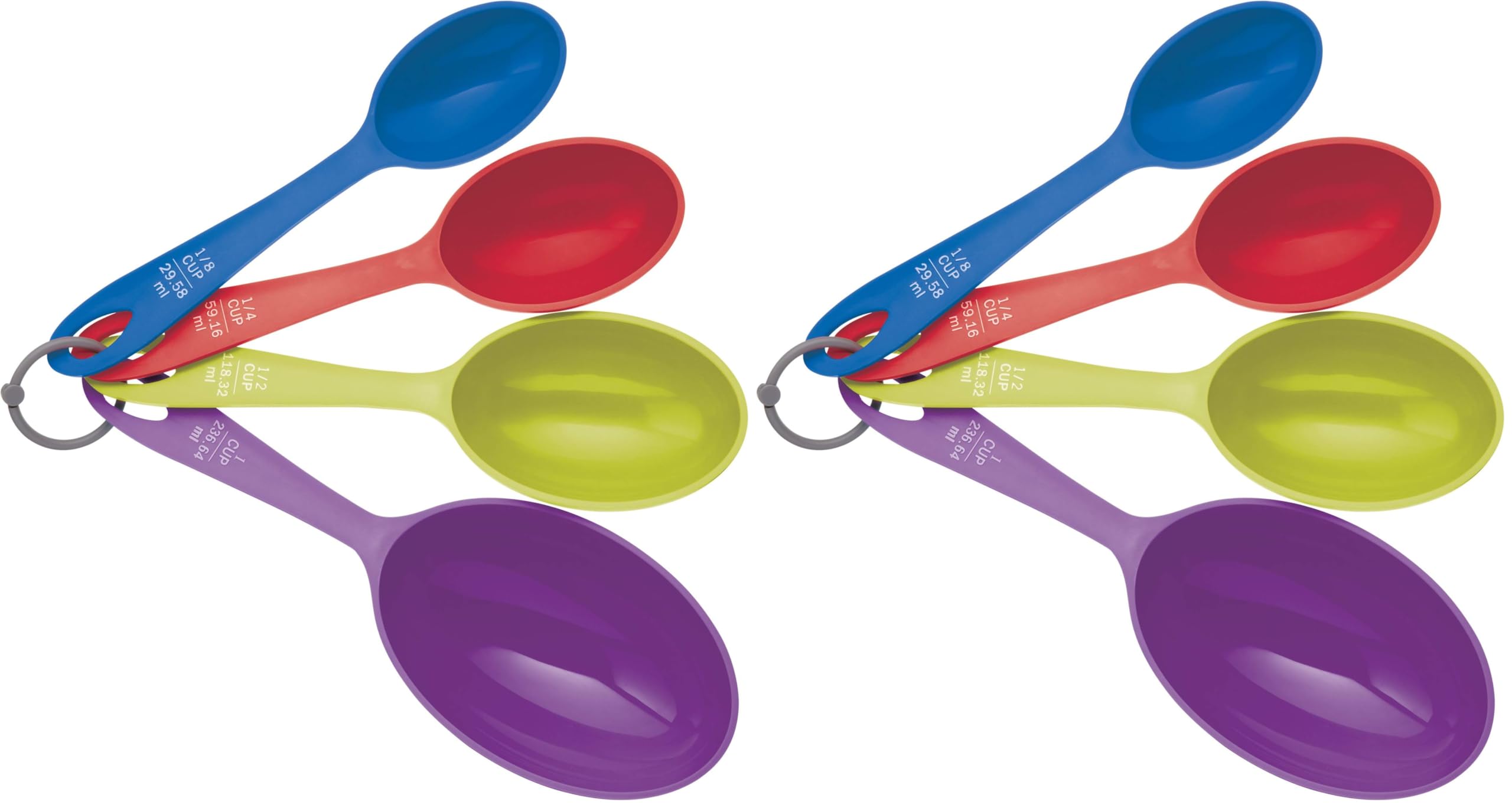 KitchenCraft Colourworks Measuring Cup Set, Multi-Colour, 4-Piece (Pack of 2)