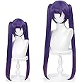 Amback Long Purple Cosplay Wig for Women Costume Wigs, Gradient Halloween Party Wig (Mona-Purple Ponytail)