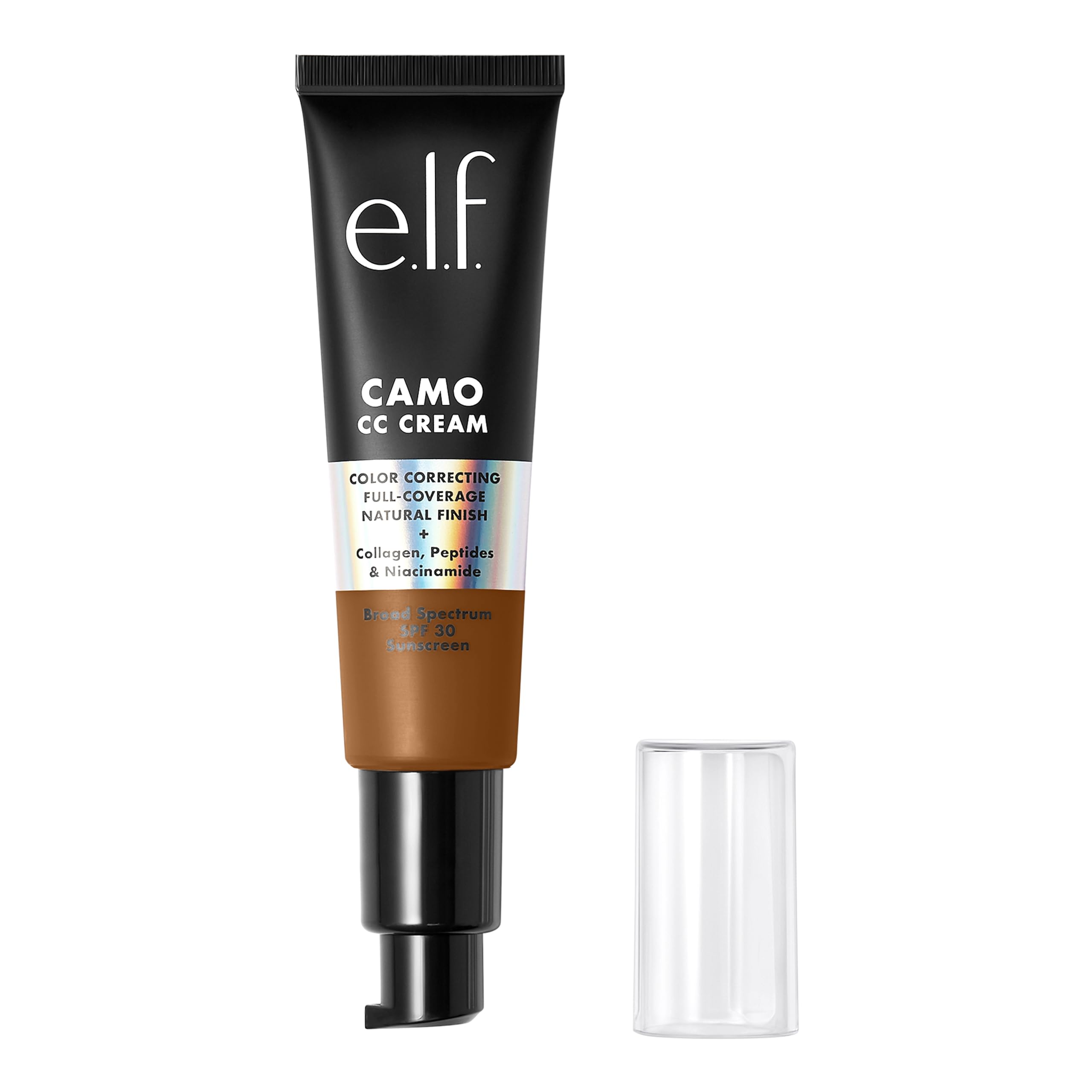 e.l.f. Camo CC Cream, Color Correcting Medium-To-Full Coverage Foundation with SPF 30, Deep 530 W, 1.05 Oz (30g)