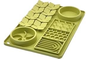 Evenco Slow Feeder Bowl, Silicone Lick Mat with Suction Cups for Dog Cat, Snuffle Mat for Pet Smell Training, Puzzle Toys for Bored Puppy, Interactive Sniff Mat for Slow Eating and Keep Busy, Green