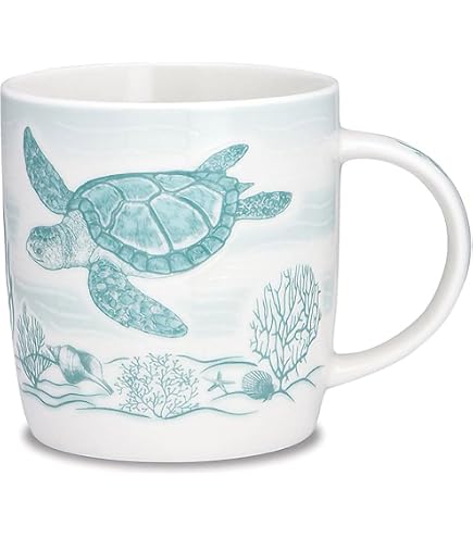 Cape Shore Wave Tea Mug - 16oz Turtle Design Stoneware Cup - Microwave & Dishwasher Safe Gift Mug - View #8