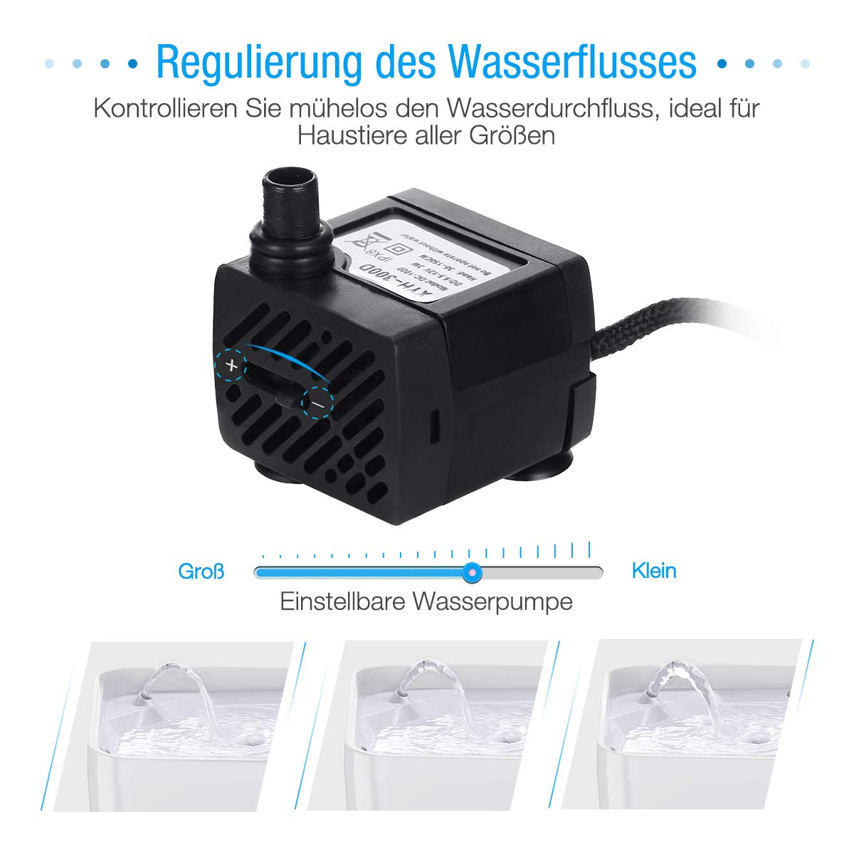 isYoung Trinkbrunnen, 2.5L Weiß Katzenbrunnen Automatisch Leise Haustier Wasserbrunnen für Katzen, Hunde,mehrere Haustiere