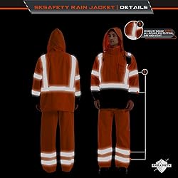 SKSAFETY Hi Vis Reflective Rain suits for Men