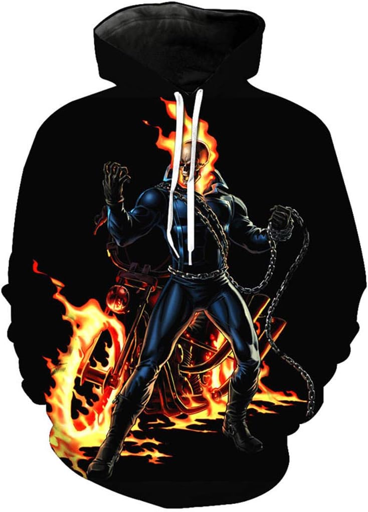 Hoodie Clowns Skeletons Scary 3D Skull Pullover Wolf Eagle Sweatshirt