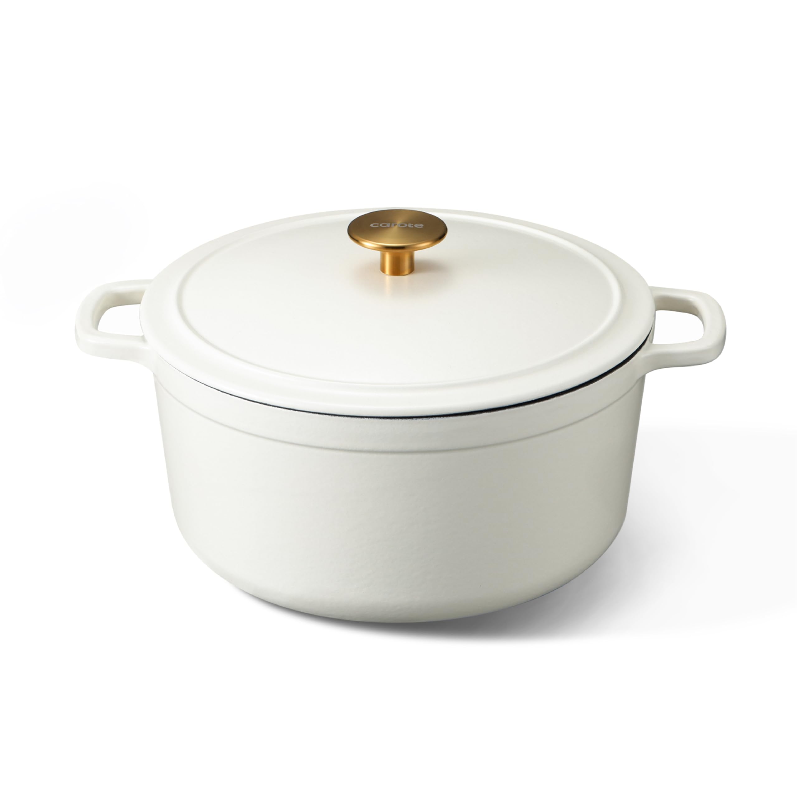 Photo 1 of CAROTE 5QT Enameled Cast Iron Dutch Oven Pot with Lid, Heavy-Duty Dutch Oven for Sourdough Bread Baking, Braising, Stews, Roasting, Healthy & Non-Toxic, Dual Handles, All Stovetop Compatible, Oven Safe up to 500° F, Cream White