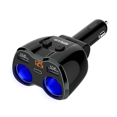 USB Auto Ladegerät, Zigarettenanzünder Verteiler Adapter Splitter?Schnelle KFZ Ladegerät Adapter?Typ C Multi KFZ Ladegerät mi