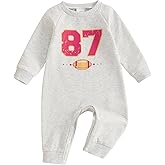 Lenjindjer Newborn Infant Baby Boy Girl Football Clothes Long Sleeve Crewneck Romper Chiefs Jumpsuit Fall One Piece Outfit