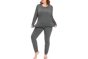 COOTRY Plus Size Thermal Underwear for Women Long Johns Fleece Lined Base Layer Top and Bottom Sets