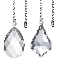 Ceiling Fan Pull Chain Extensions - 12 Inch Crystal Glass Cylindrical Ornaments, Nickel Finish, 2 Pack - View #12