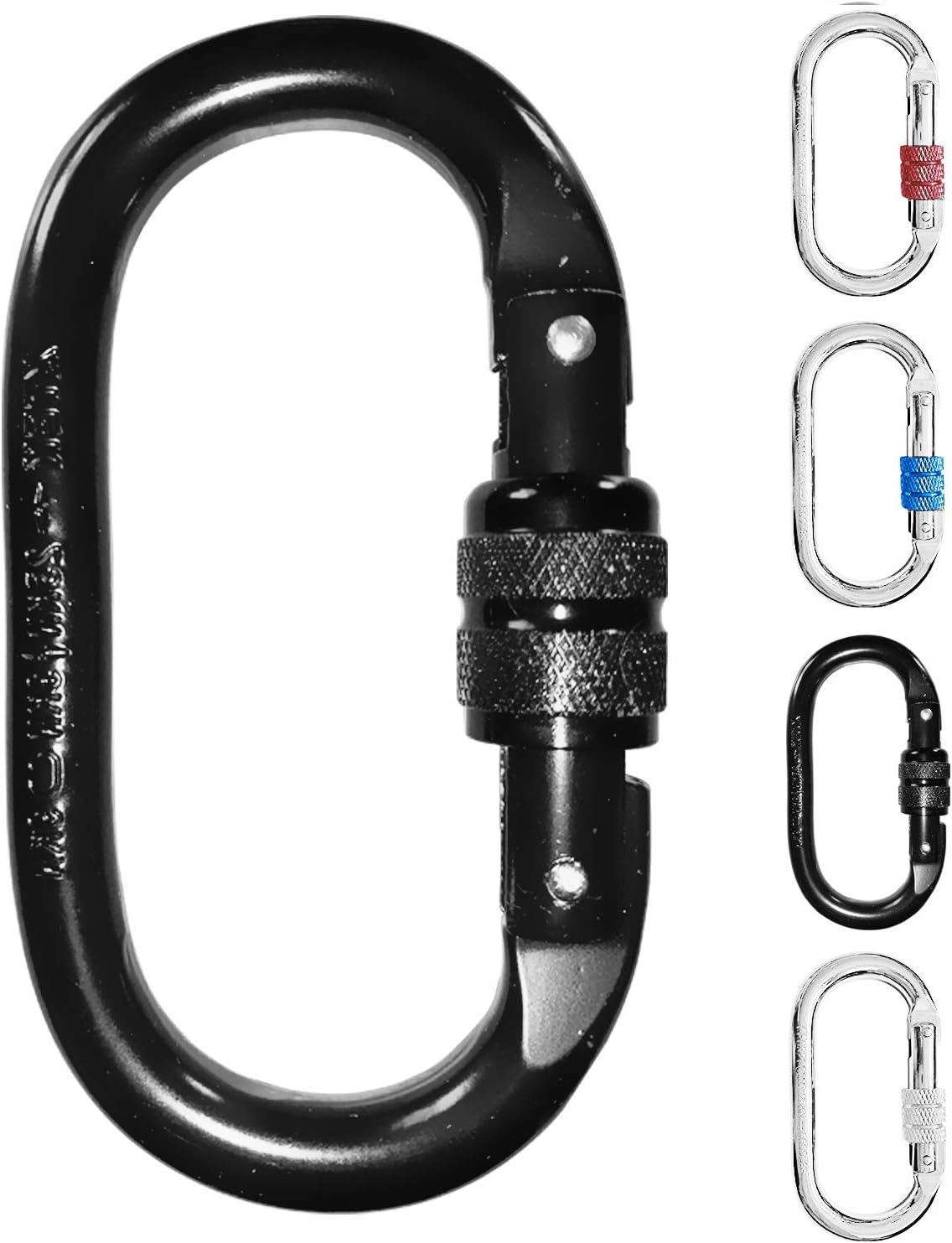 Carabiner Clip – CE Rated 25 kN 5600 LB – Heavy Duty, Rugged Terrain Approved Locking Carabiner Clips - Industrial Strength Twist Lock Carabiners for Rigging, Ropes, Hammocks, Camping, 1PK