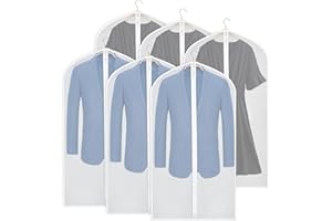 Zilink Garment Bags Suit Bag for Storage 43 inch Dust Proof Suit Protector Cover with Full Zipper for Coat Dress Closet Storage, Set of 6