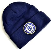 Chelsea FC Knitted Crest Turn Up Hat (One Size) (Navy Blue)