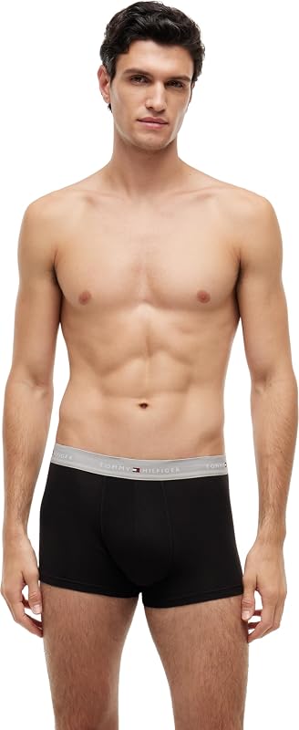 Herren 3er Pack Boxershorts Trunks aus Baumwolle mit Stretch, Mehrfarbig (Grey Heather/Black/White), S — Foto 6 von 6