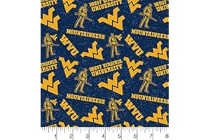 HLXFF3 WEST Virginia University Cotton Fabric with New Tone ON Tone Design Newest Pattern