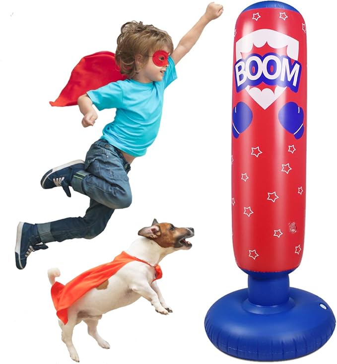 AuGcGoGo Inflatable Punching Bag 52 Inch Standing Boxing Bag for Kids
