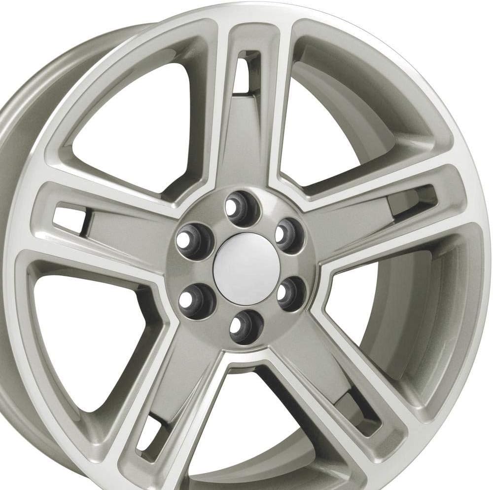OE Wheels LLC 22 Inch Fit Chevy Silverado Tahoe GMC Sierra Yukon Cadillac Escalade CV74B Hyper Black Mach'd 22x9 Rims Hollander 5664 SET