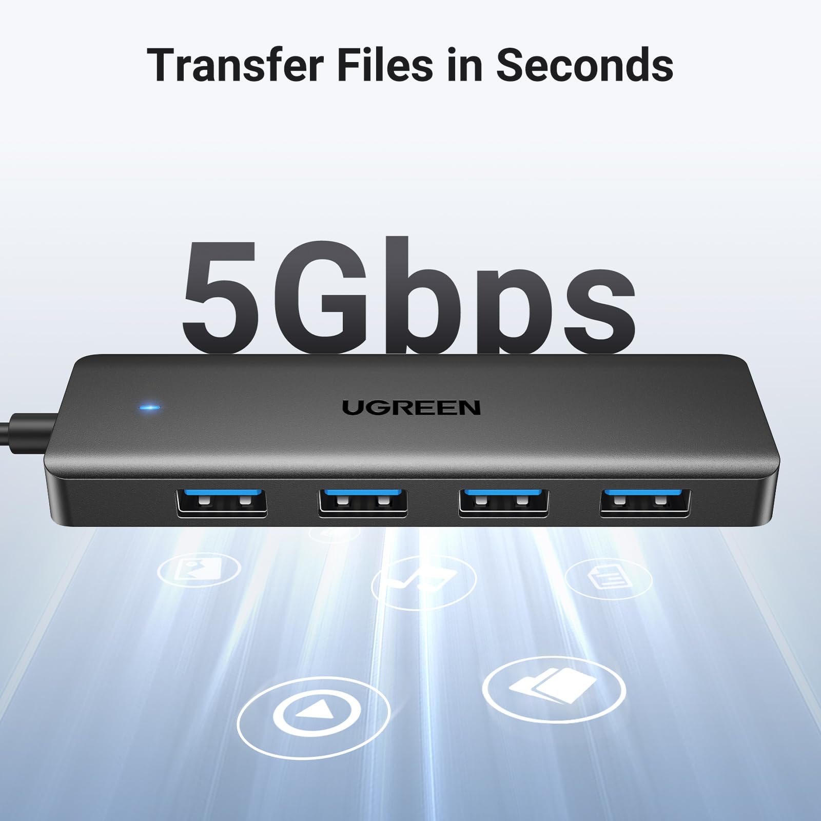 UGREEN USB 3.0 Hub, 4 Ports USB A Splitter Ultra-Slim USB Expander for Mouse, Keyboard, Flash Drive, U Disk, Printer Compatible with Laptop, Desktop PC, Xbox, PS5, and More