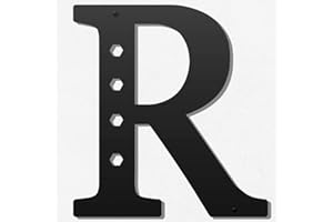 YUNSHANGMO Metal Letters Wall Decor 12 Inch, Hanging Letter Sign Black, Visual 3D Large Alphabet Modern Style Wall Decor for Living Room Bedroom Office Home Wedding Party/Letter R