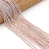 Natural Mini Pearl Beads Small Rice Shape Cultured Freshwater Pearl Bead String for Jewelry Making Women DIY Gift 2.5-3mm