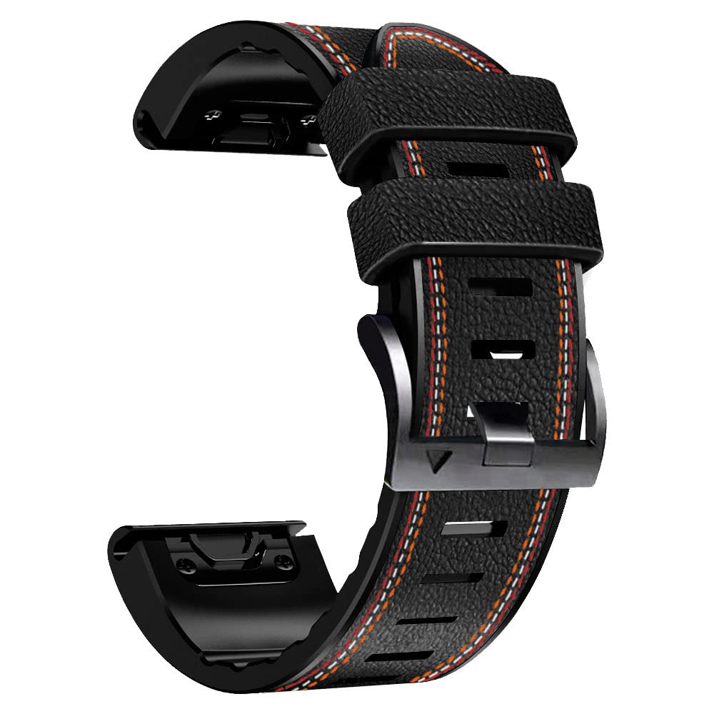 Fleshy Leaf 22mm Tricolor Band Bracelet Strap Compatible for Garmin Fenix 7,Fenix 6,Fenix 6 Pro,Fenix 5,Fenix 5 Plus,Approach S60 S62,Forerunner 935 945,Quick Release Strap Wristband (black)