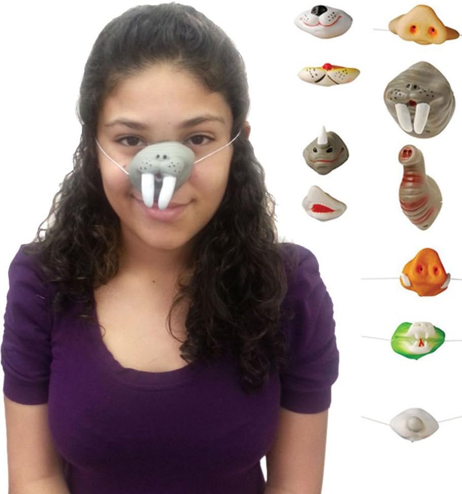 U.S. Toy Assorted Animal Noses - Set of Animal Series Nose Masks, 2" - 3" IN LENGTH