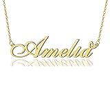 Amelia Heart Name Necklace 18k Gold Plated