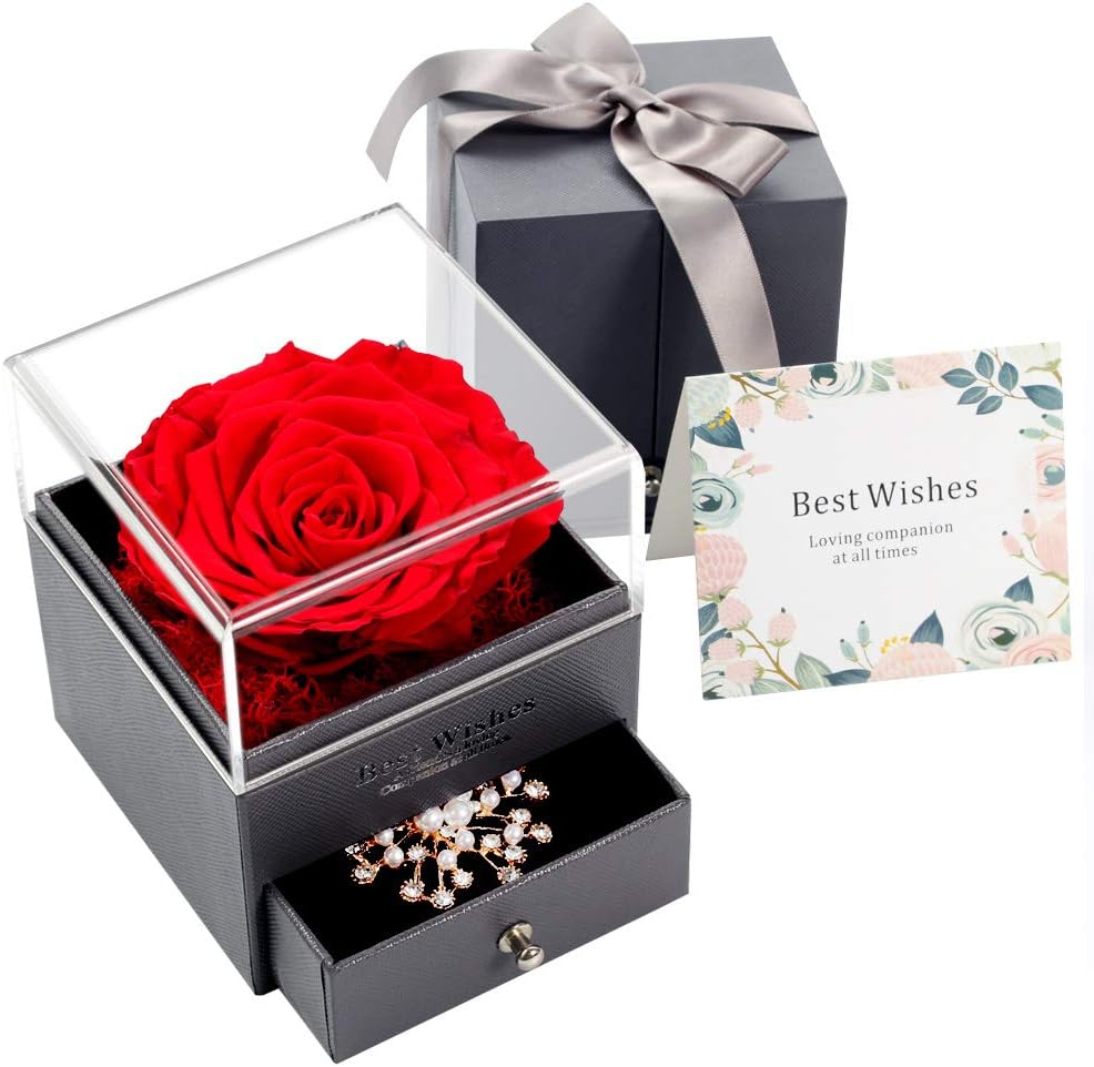 Real Preserved Rose Gift Box for Girlfriend and Wife, Never