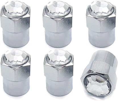 Diamond Ice Crystal Bling Bling Chrome Tire Valve Caps For Car /& Motorcycle