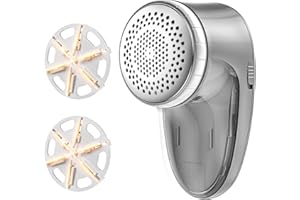 Ruidla Fabric Shaver Lint Remover, Sweater Shaver with Replaceable Stainless Steel 6-Leaf Blades, Fabric Defuzzer for Clothes Fuzz, Lint Balls - Battery Operated