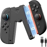 JEMDO Magnetic JoyCon Charger Grip Compatible with Nintendo Switch 2 Only &ndash; Ergonomic LED Charging Grip for JoyCon 2 with USB C Cable, Travel-Ready, Black [nintendo_switch_2]