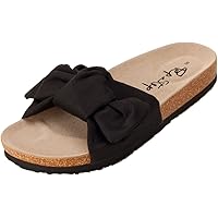 PepStep Slide Sandals for Women/Cork Sole/Canvas Knot Bow/Womens Slides/Sandals for Women