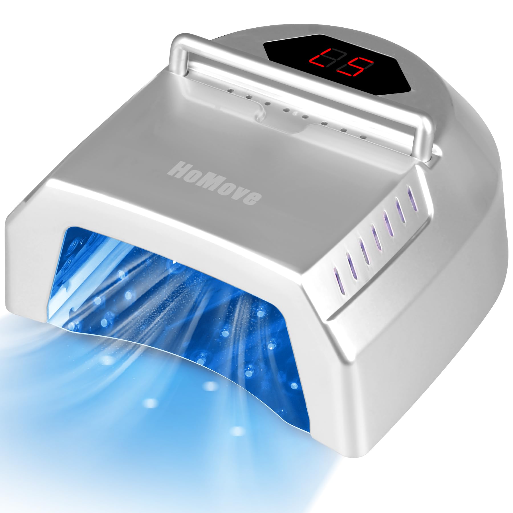 Photo 1 of HoMove UV LED Nail Lamp, 72W Cordless Nails Lamp with Fan Professional LED Nail Light for Gel Nails Nail Dryer with 45 Beads, Perfect for Salon Manicure, Pedicure(Silver)