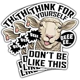 3pcs Funny Sheep Sticker “Think for Yourself Don’t Be Like This”, Anti Conformity Vinyl Decal for Laptop, Water Bottle, Journal, Car, Political Satire & Humor Gift (3 inches)