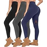 Diu Life 3 Pack Fleece Lined Leggings for Women Thermal Tummy Control High Waist Running Tights Winter Workout Yoga Pants
