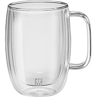 ZWILLING Sorrento Plus 2 Piece Insulated Double-Wall Glass Latte Mug Set - Large Coffee Mug for Coffee Tea