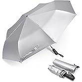 G4Free UPF 50+ UV Protection Large Travel Umbrella 46 Inch Double Layer Auto Open Close Windproof Sun Blocking Umbrella