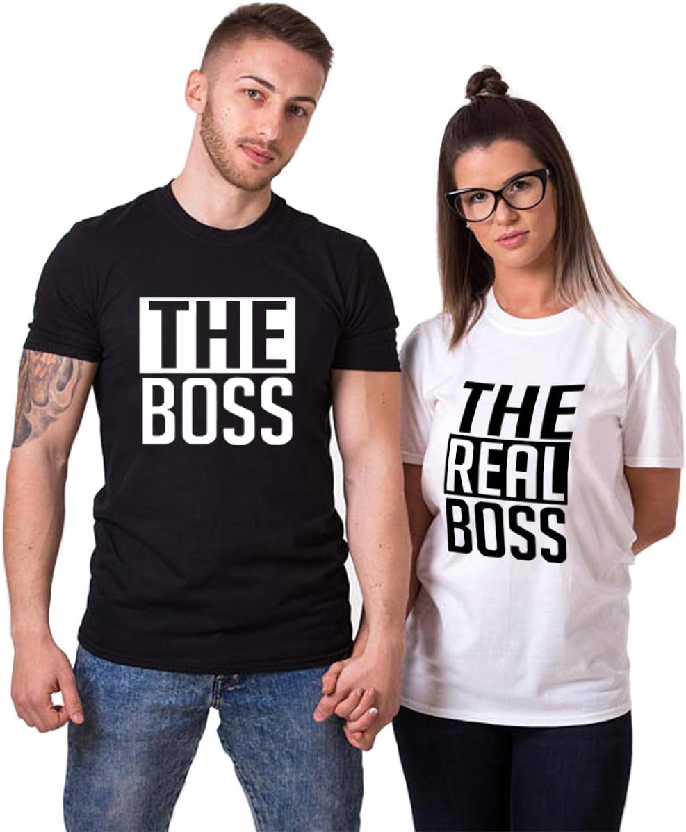 Matching Couple Shirts-The BOSS&The Real BOSS Shirts-His&Her Shirts
