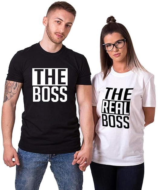 Couple Shirts Pärchen T-Shirts für Zwei Paar Shirts Set Partnerlook T Shirt Baumwolle Schwarz 2 Stücke