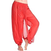 MUNAFIE Women's Harem Dance Pants - Genie & Jester Costume for Cosplay, Dance & Stage Performance