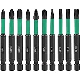 Saipor 10pcs 70mm Phillips PoziDriv Torx Screwdriver Bit Set, Magnetic 1/4 Inch Hex Shank Impact Driver Drill Bits, Phillips 