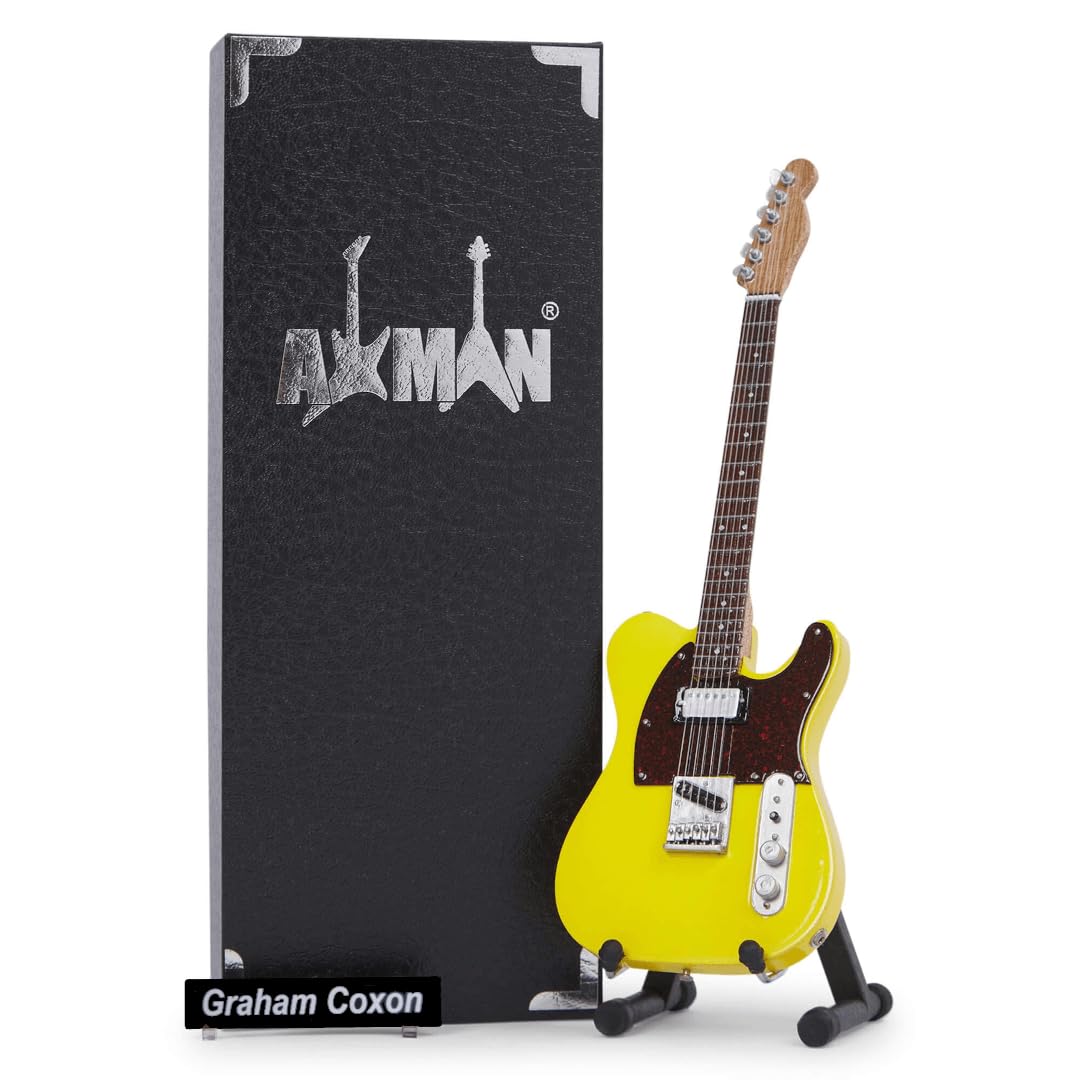 Axman Graham Coxon Miniature Guitar Replica - Music Gifts - Handmade Ornamental 1/4 Scale - Display Box, Name Tag and Miniature Guitar Stand Included