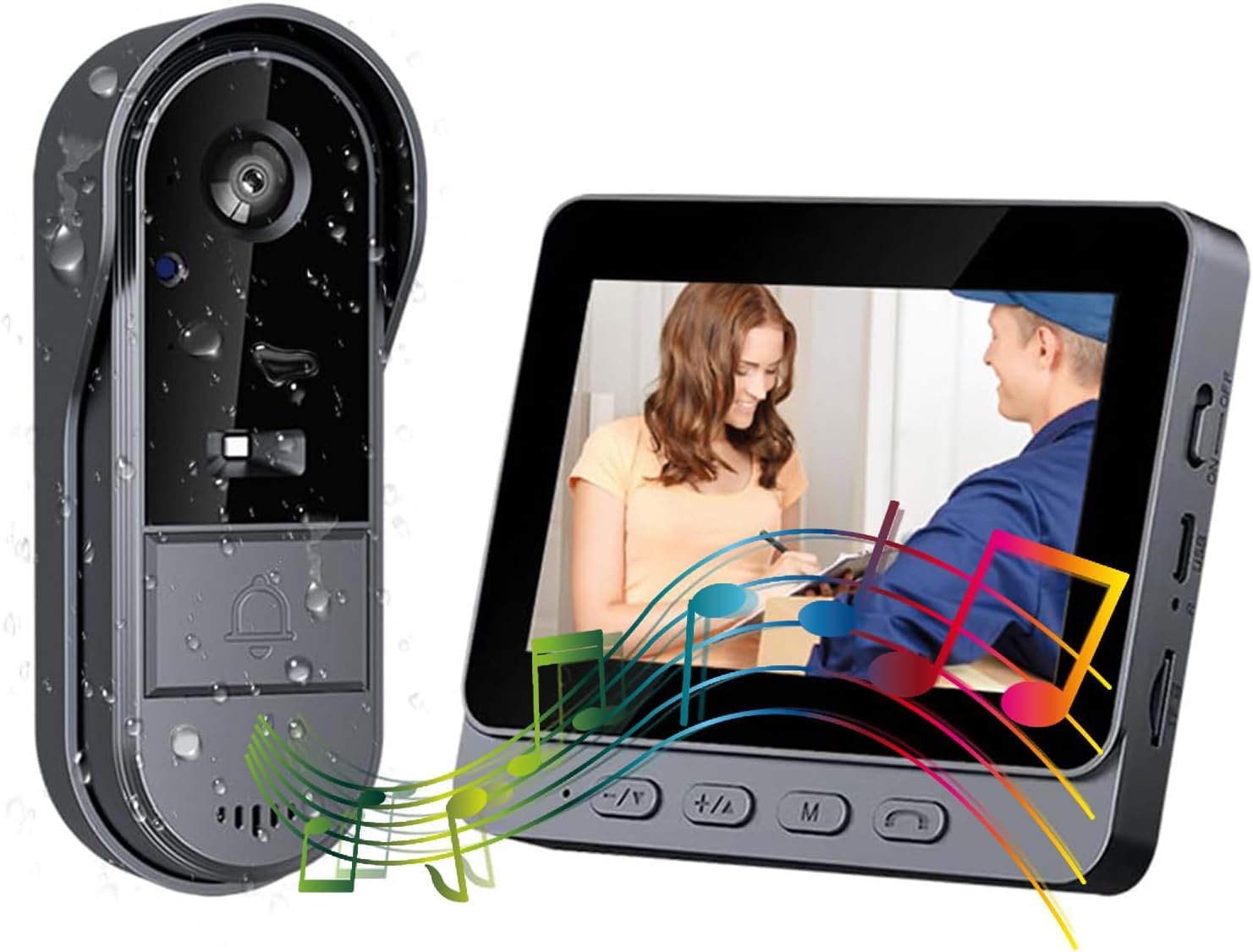 Zeerkeer Doorbell Camera Wireless, 1080P Smart Doorbell Security Intercom Video Camera Door Bell Video Doorbell Wireless No Monthly Fee, Two-Way Audio, Door Monitor, 4.3" IPS Screen