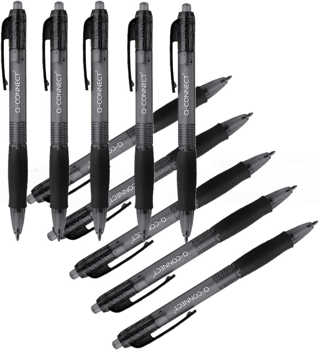 Q-Connect Retractable Ballpoint Pen Medium Black (Pack of 10)