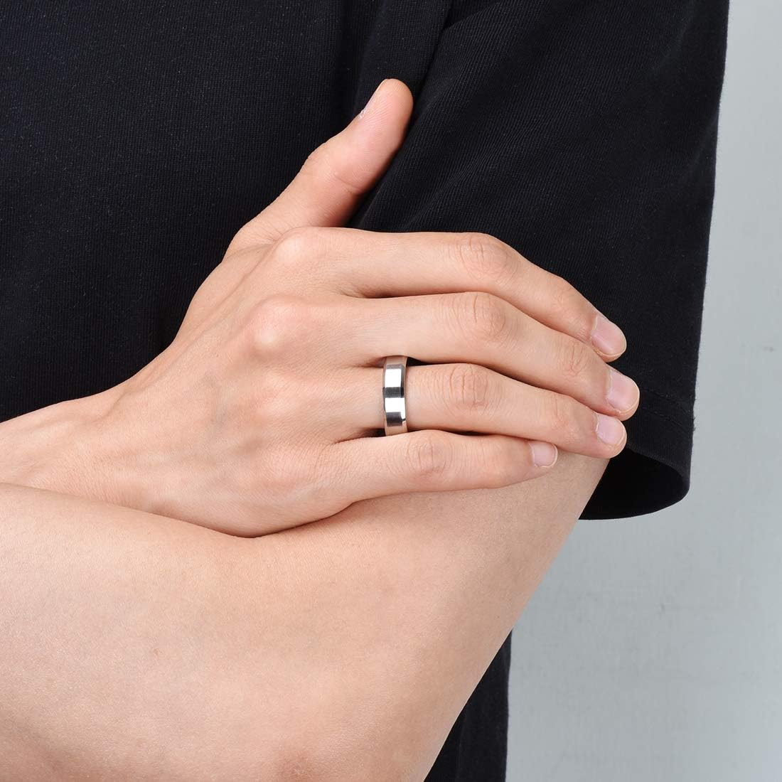 King Will 4mm/6mm/8mm Stainless Steel Ring Matte Finish & Polished Beveled Edge with I Love You|