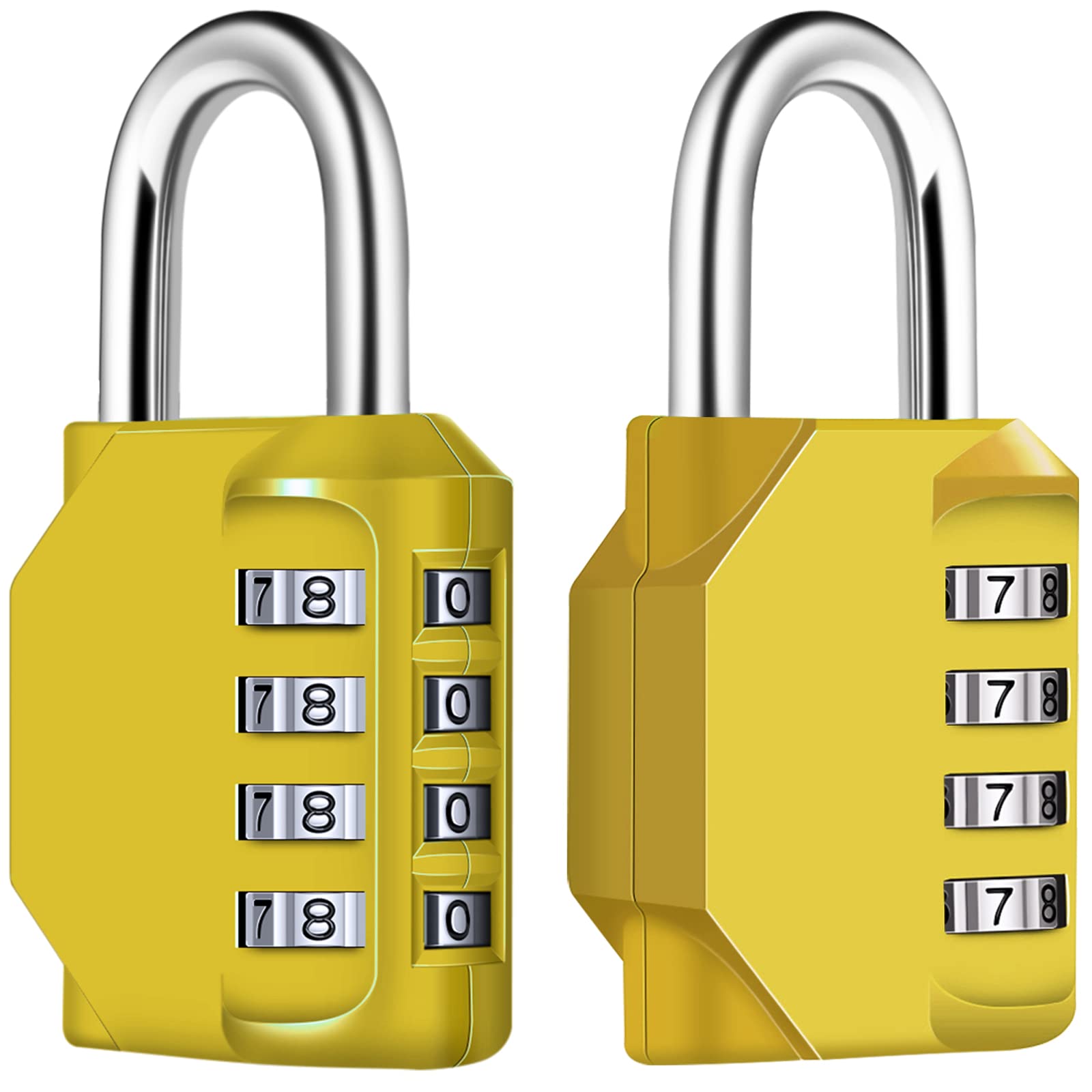 Diyife Combination Padlock, [2 Pack] 4 Digit Lock Combination, Resettable Combination Padlock Weatherproof Outdoor for School Gym Locker Cabinet, Garage, Gate, Shed (Yellow)