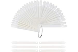 LOVEBB 200 Pcs False Nail Art Tips Display, Natural Nail Sample Stick with Metal Split Ring Holder