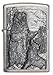 Zippo Bear vs Wolf Emblem Design Brushed Chrome Pocket Lighter