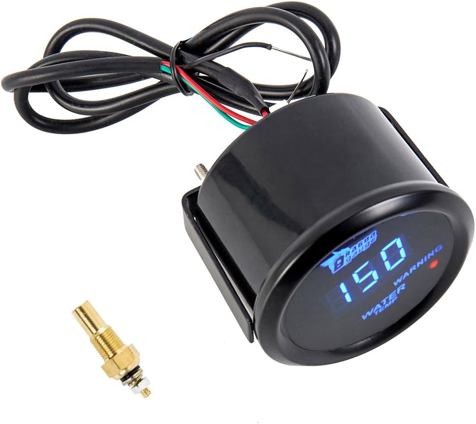Amazon Co Jp Bestjunly デジタル水温計ゲージ デジタルブルー水温計 40 150 ゲージ カー用品 ブラック 車 バイク