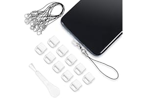 GEEHUA 10PCS Dust Plug Cover, Anti Dust Plug Charging Port Protector Cap with Easy-Grip Tab Lanyard and Cleaning Brush Compatible with USB Type-C Most Mobile Phone Devices(White)